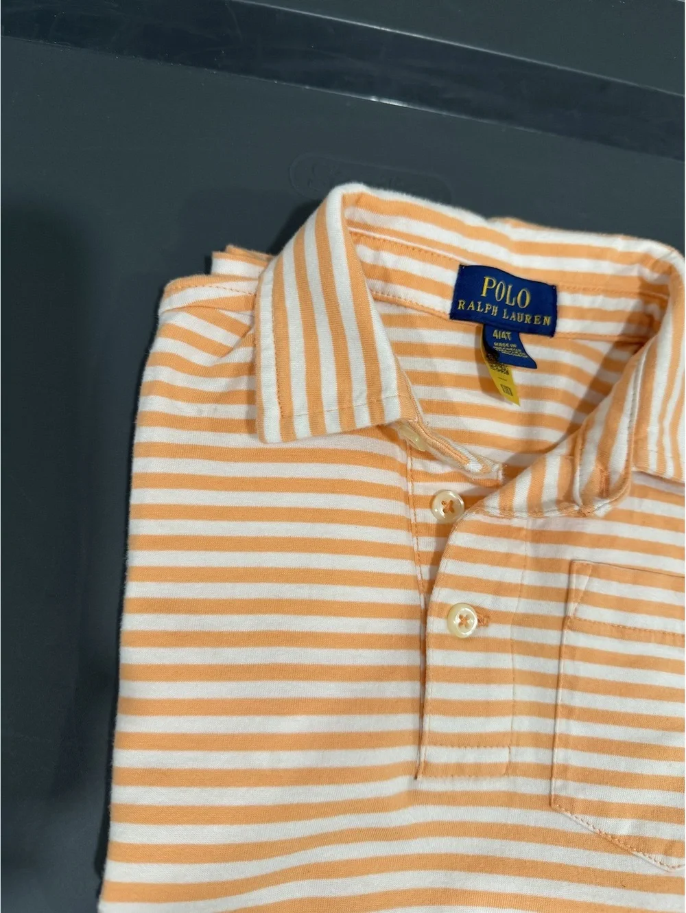 Polo Ralph Lauren Toddler Boys 4T Orange White Striped Polo Shirt Preowned